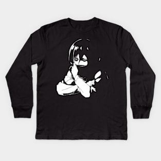 Sad Mikasa Kids Long Sleeve T-Shirt